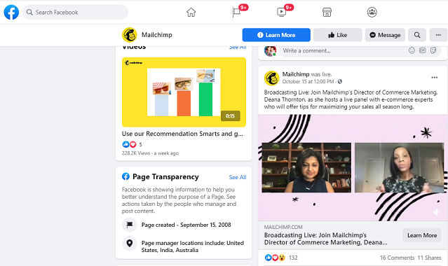 Facebook Mailchamp post
