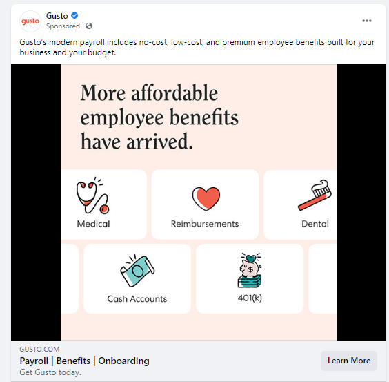 Gusto Facebook Sponsored Post