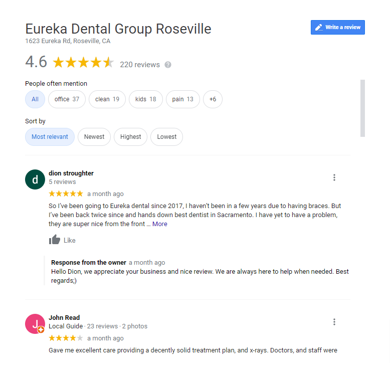 Dental Google Reviews