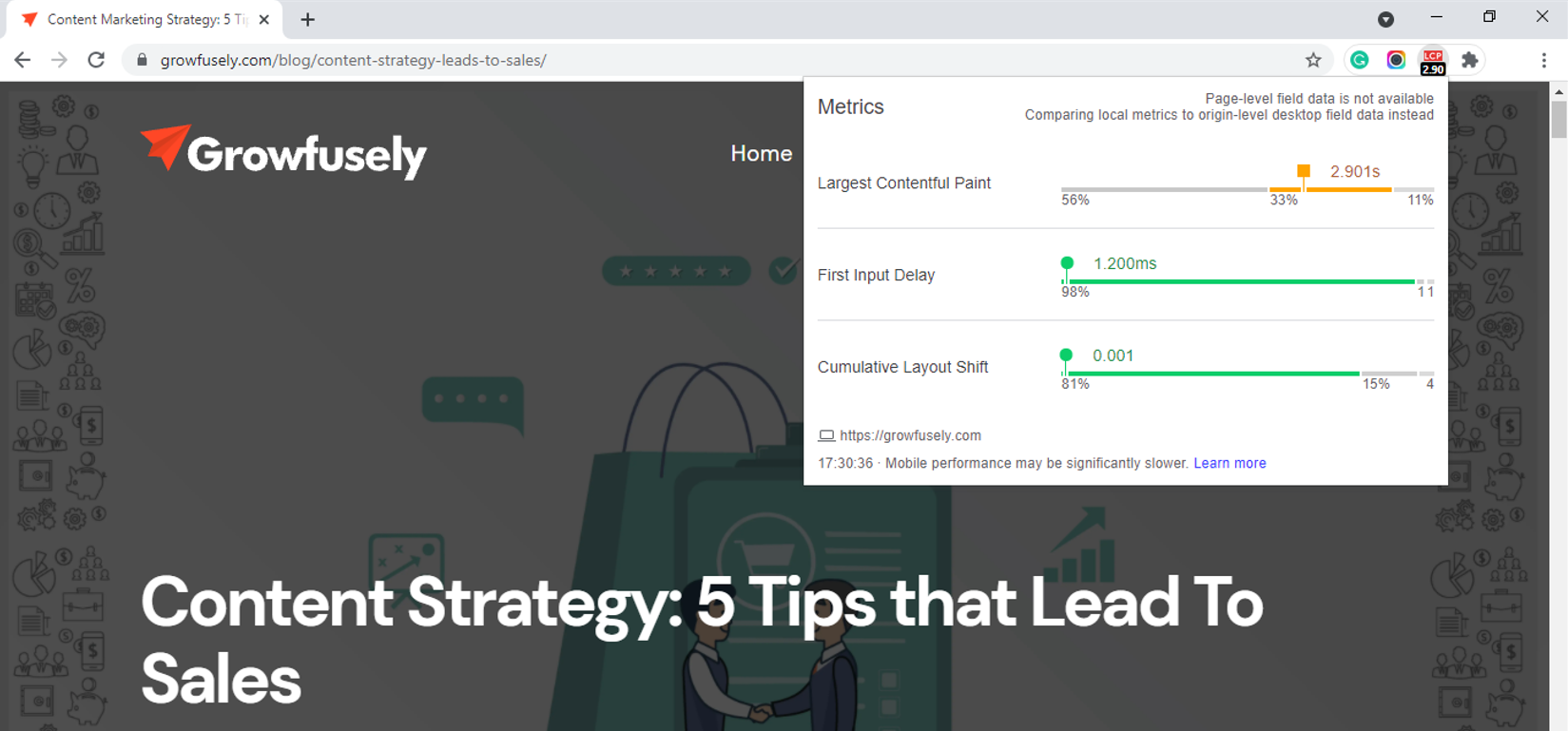 LCP with browser extension