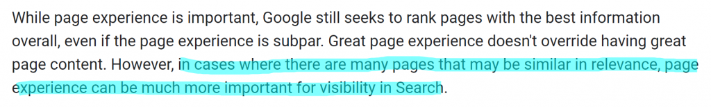 Page Experience Reference