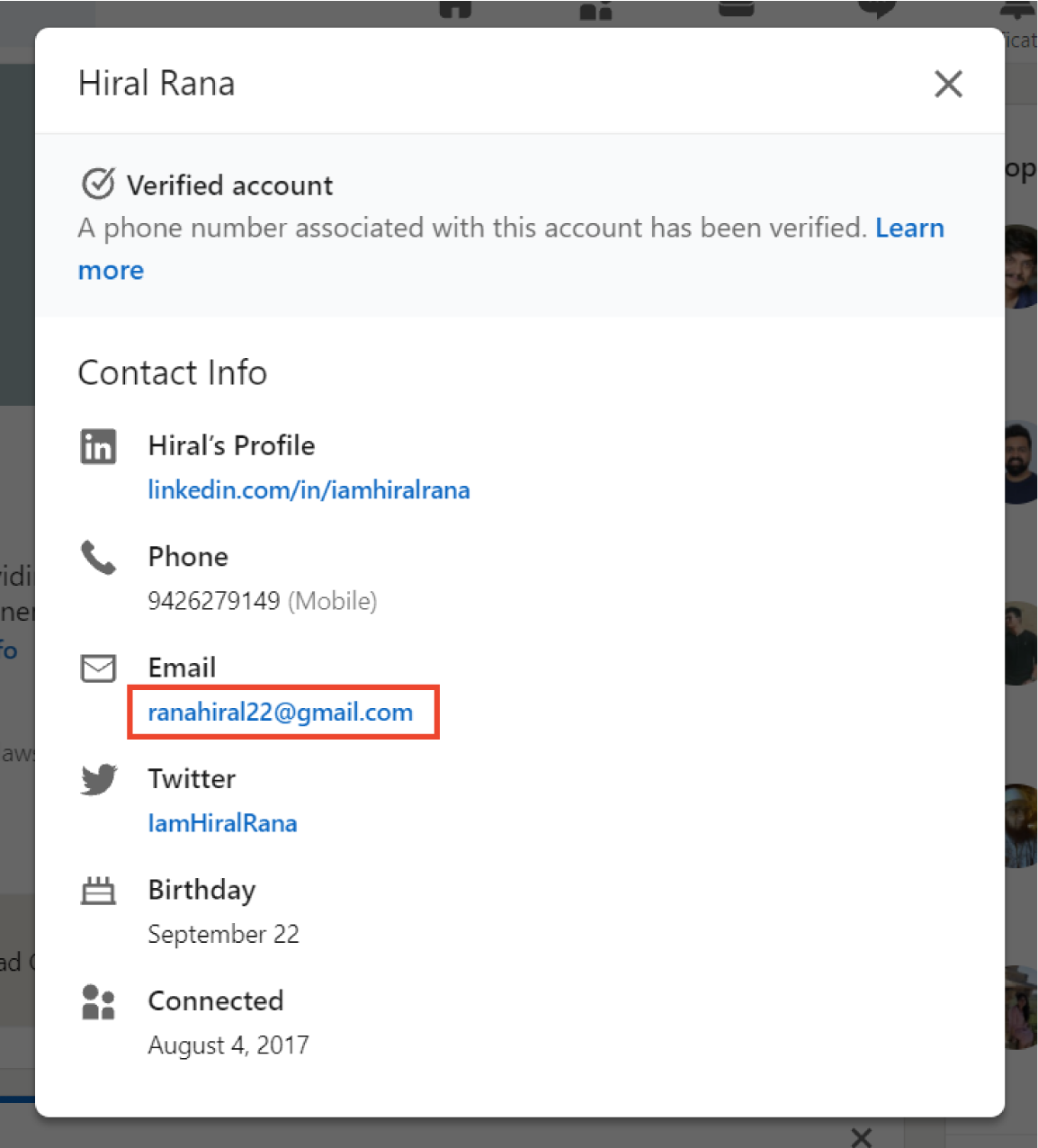 Find Email Address Using LinkedIn's Contact Info