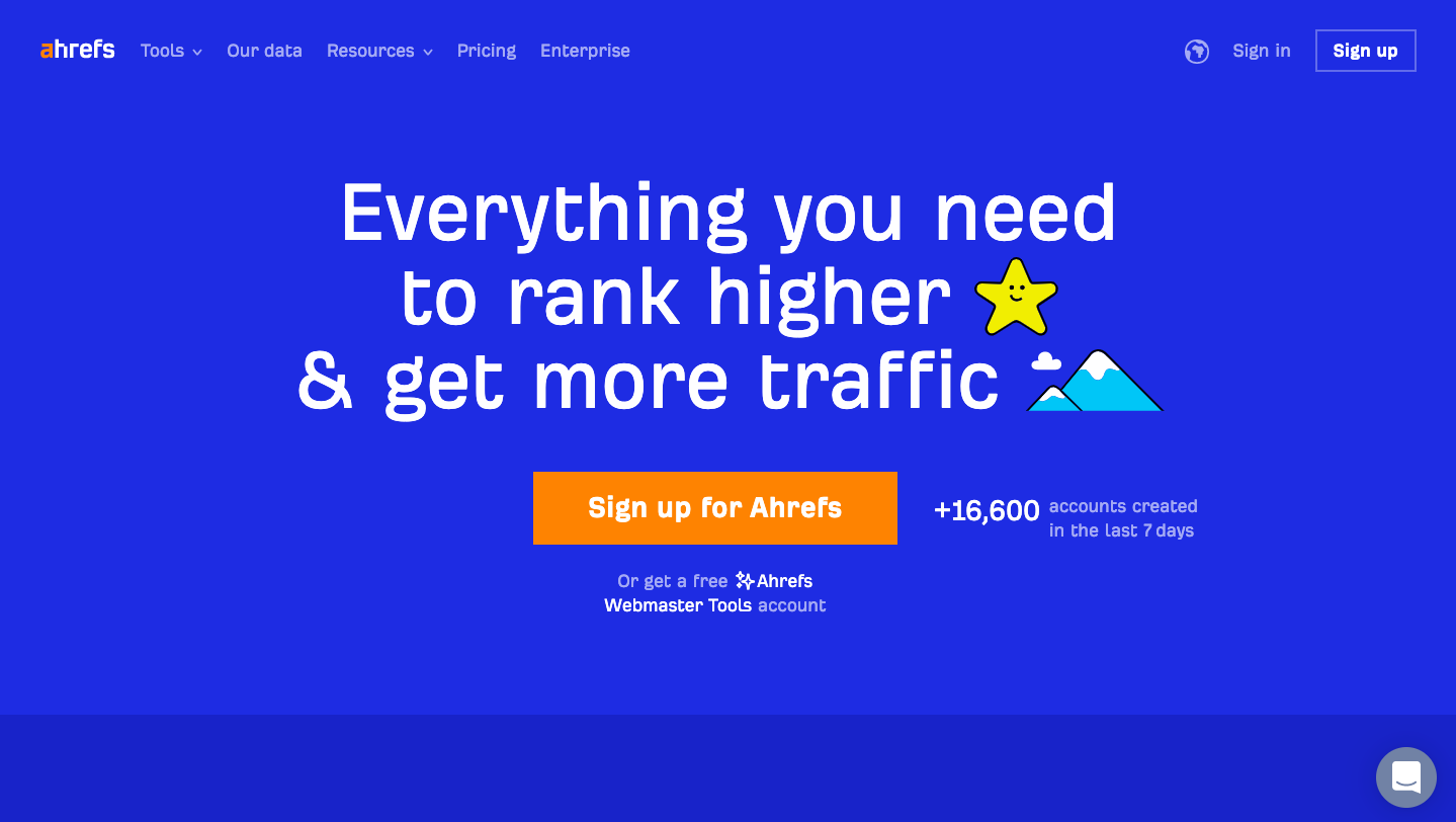 Ahrefs homepage