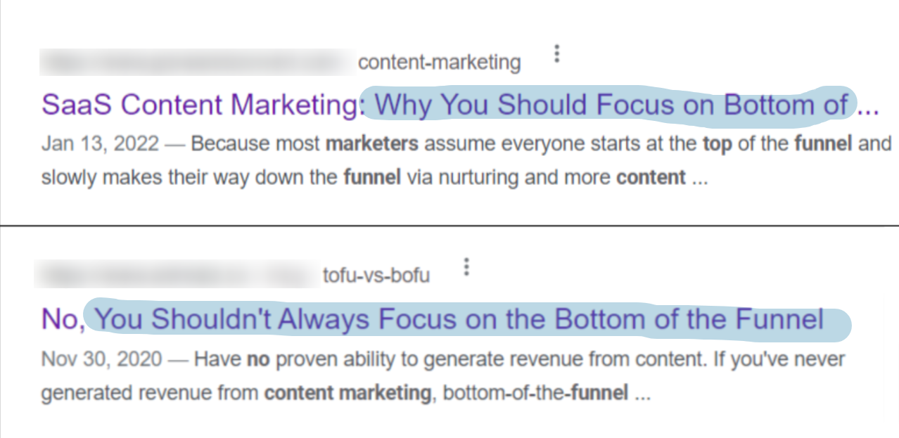SaaS content marketing SERP