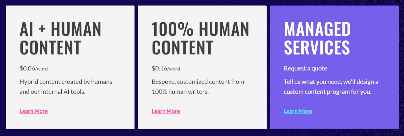 Verblio Content creation services pricing