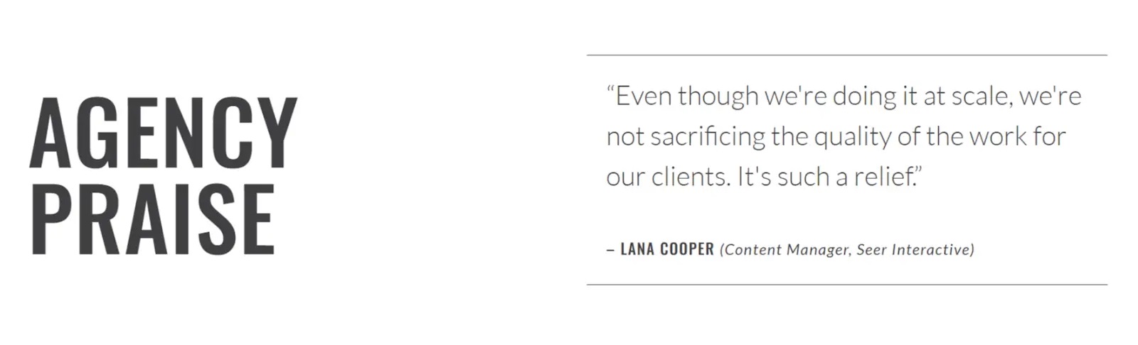 ALT text: Verblio content services client testimonial