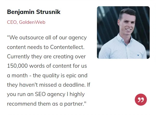 Contentellect Content writing services testimonial