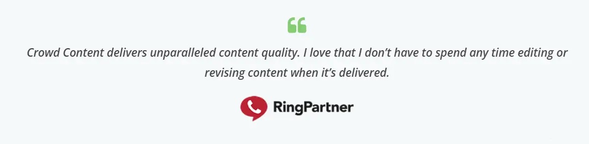 Crowd Content - Content writing services testimonial