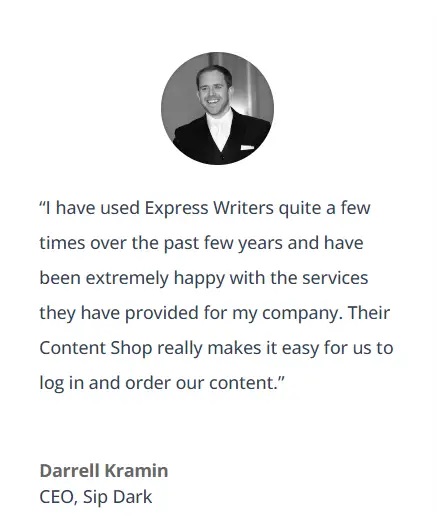 Express Writers Content writing services testimonial
