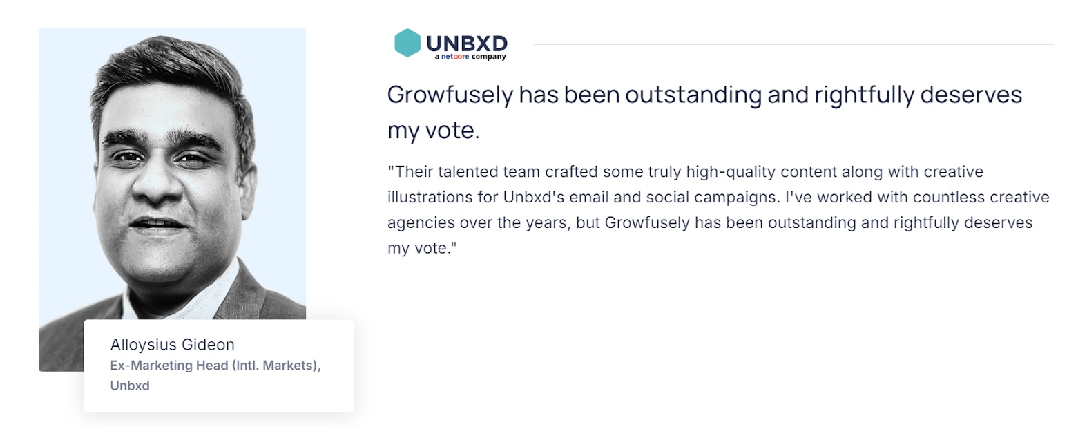 Growfusely Content writing services testimonial