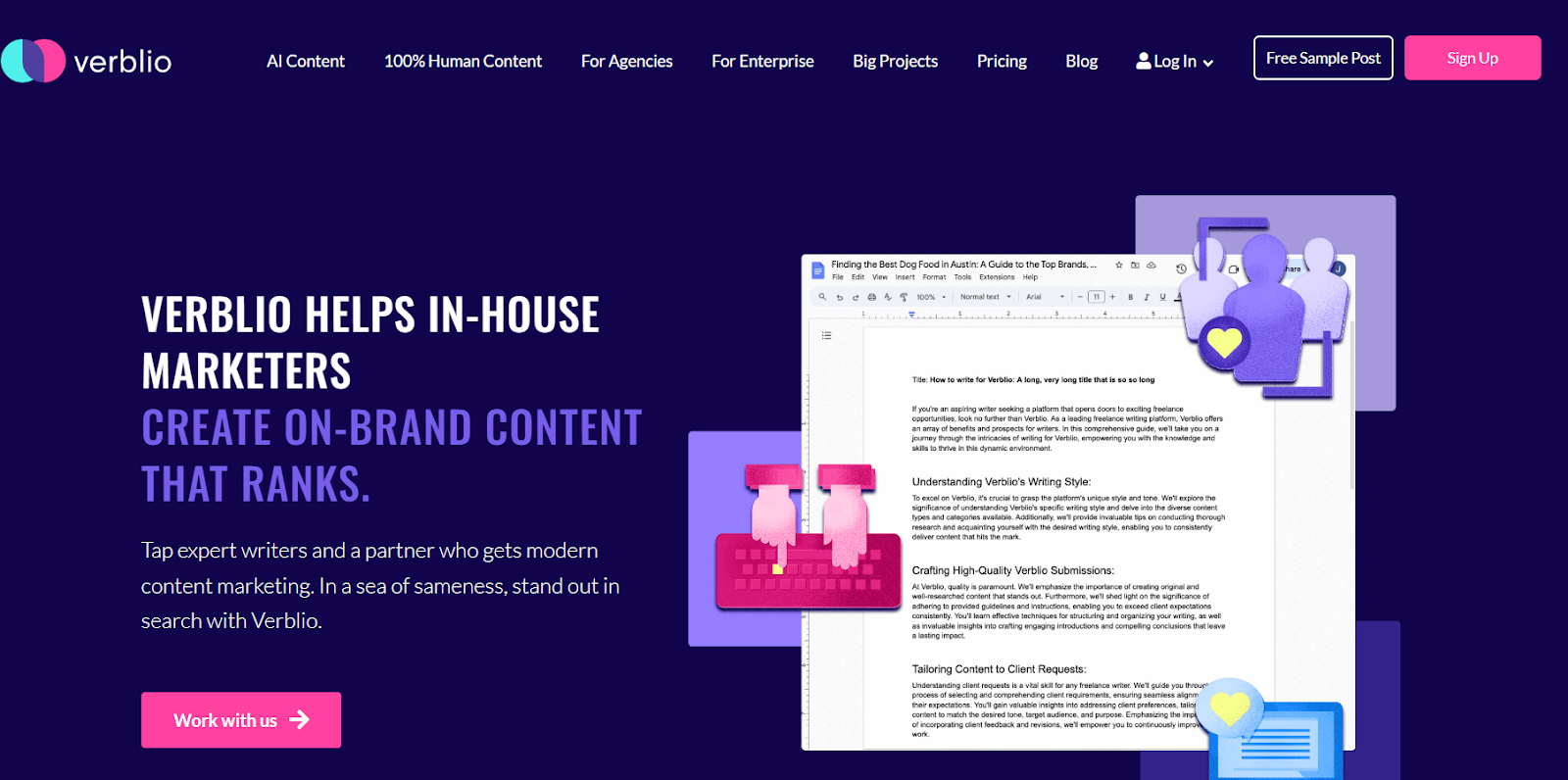 Verblio SEO content writing services