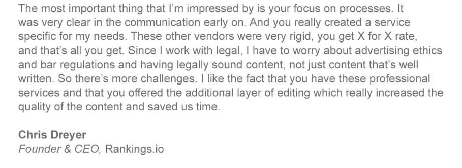 verblio client testimonial